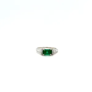 Emerald and Diamond Ring in 18K White Gold - KGR 16089