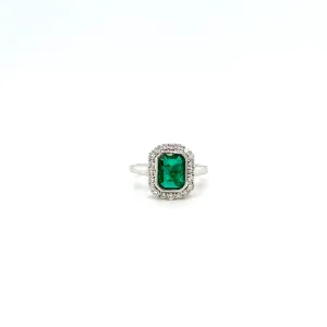 Emerald and Diamond Ring in 18K White Gold - KGR 16112