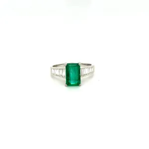 Emerald and Diamond Ring in 18K White Gold - KGR 16352