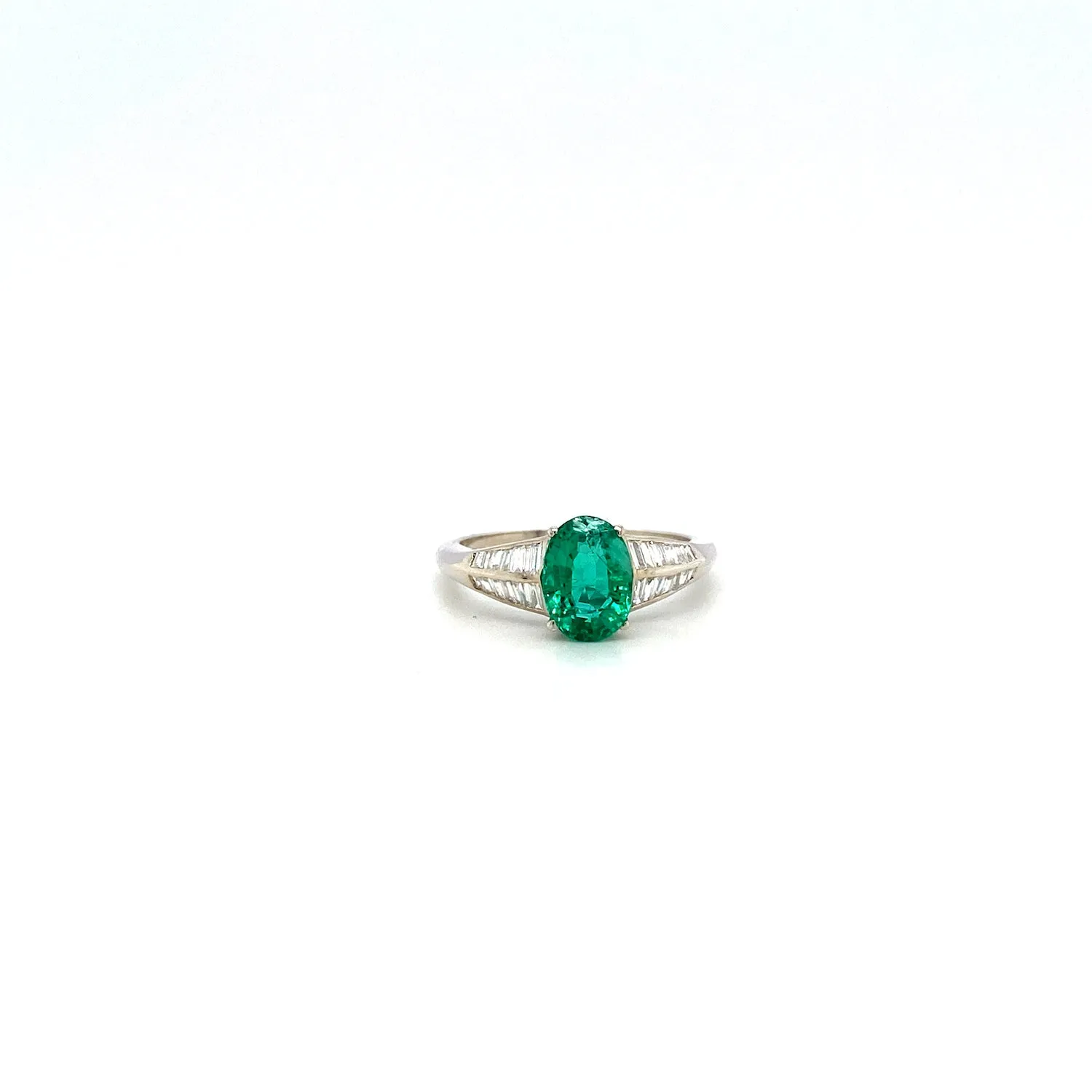 Emerald and Diamond Ring in 18K White Gold - KGR 16444