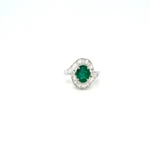 Emerald and Diamond Ring in 18K White Gold - KGR 16531