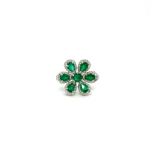Emerald and Diamond Ring in 18K White Gold - KGR 16541