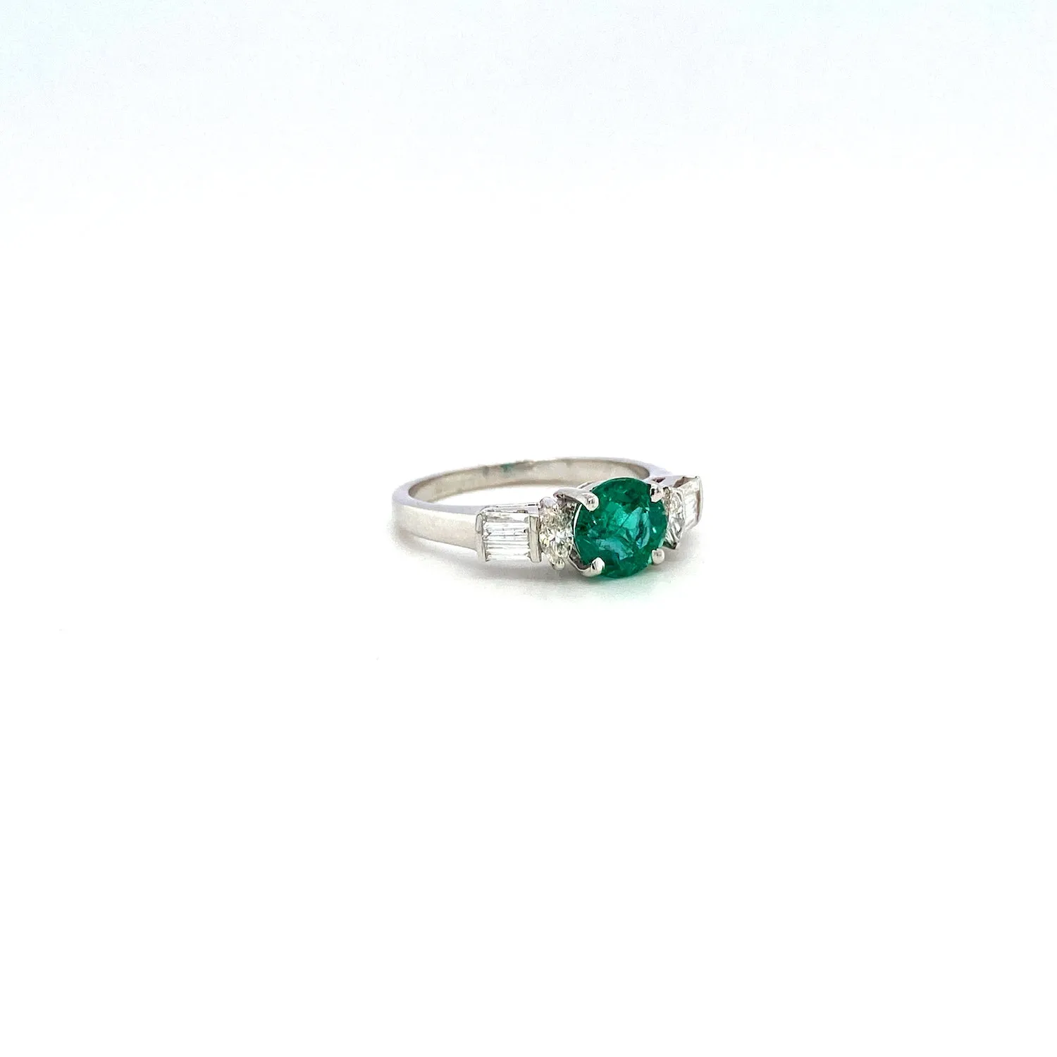 Emerald and Diamond Ring in 18K White Gold - KGR 16655