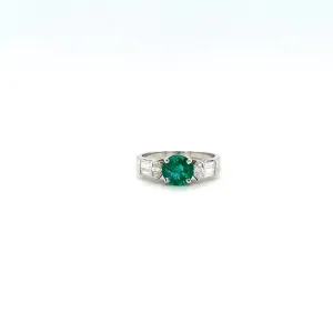 Emerald and Diamond Ring in 18K White Gold - KGR 16655