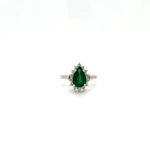 Emerald and Diamond Ring in 18K White Gold - KGR 17092