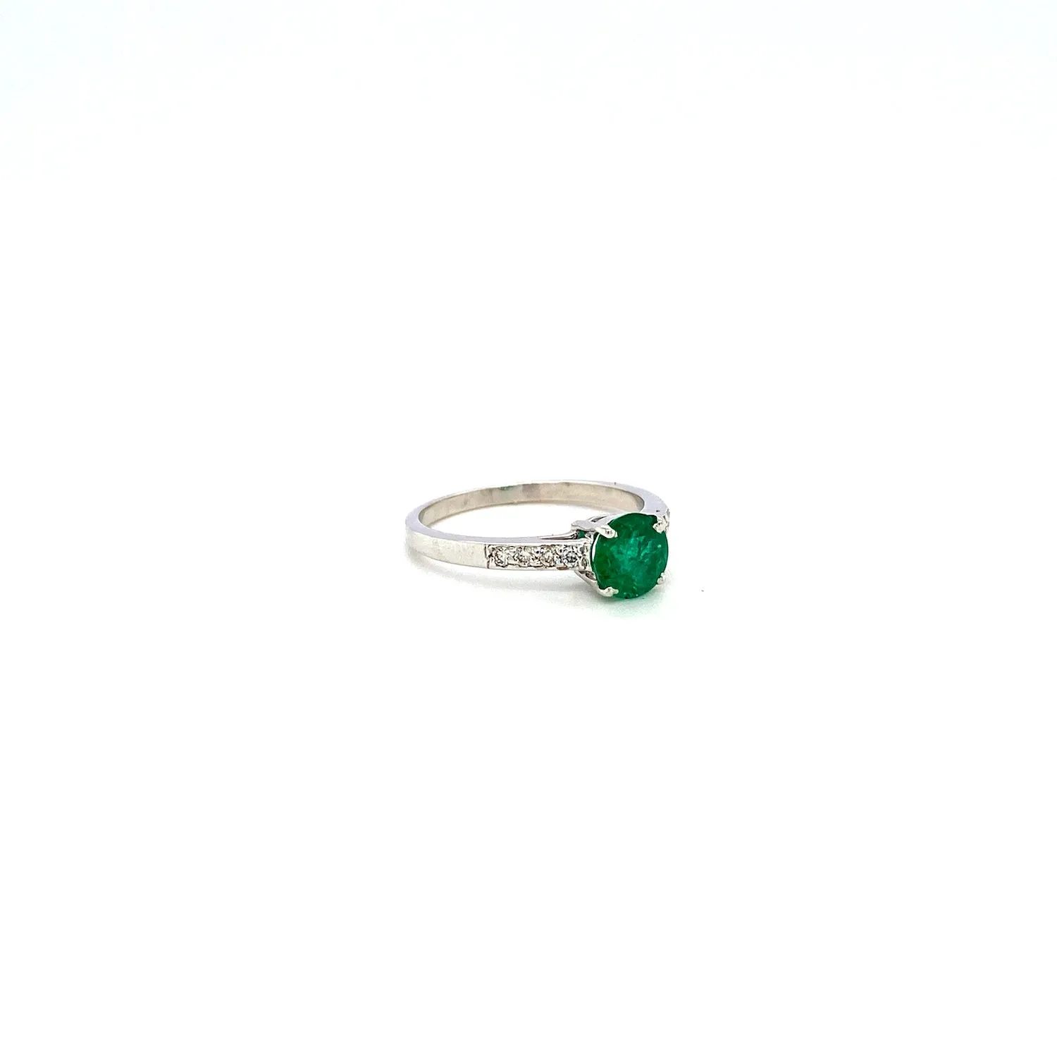 Emerald and Diamond Ring in 18K White Gold - KGR 17108