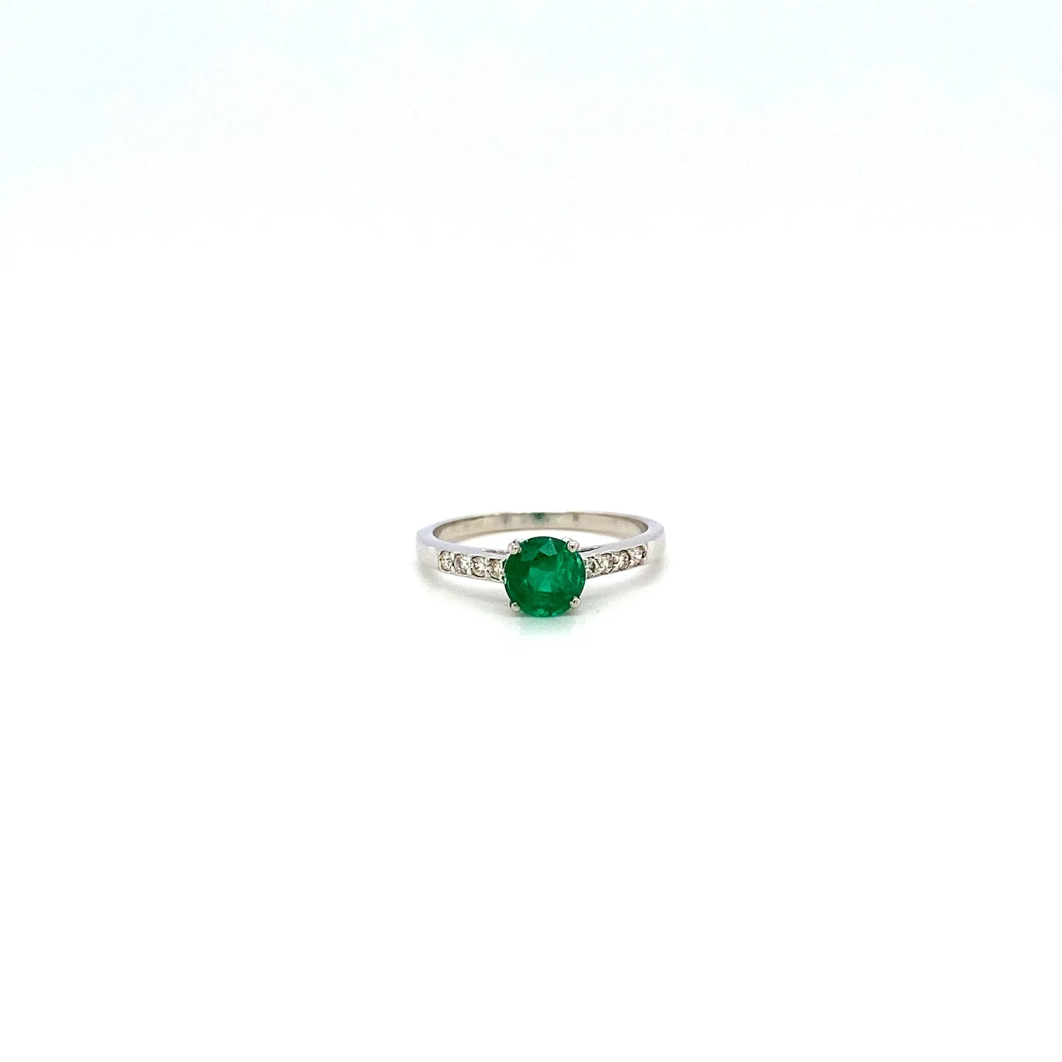 Emerald and Diamond Ring in 18K White Gold - KGR 17131