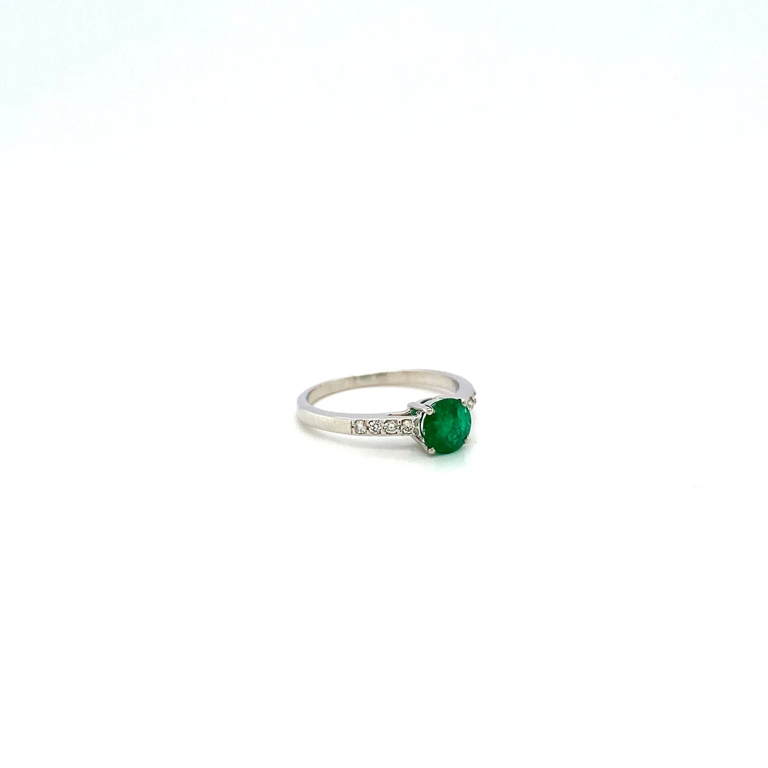 Emerald and Diamond Ring in 18K White Gold - KGR 17131