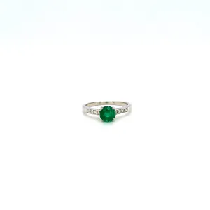 Emerald and Diamond Ring in 18K White Gold - KGR 17131