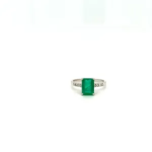 Emerald and Diamond Ring in 18K White Gold - KGR 17133