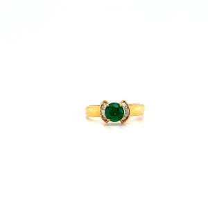 Emerald and Diamond Ring in 18K Yellow Gold - KGR 12739