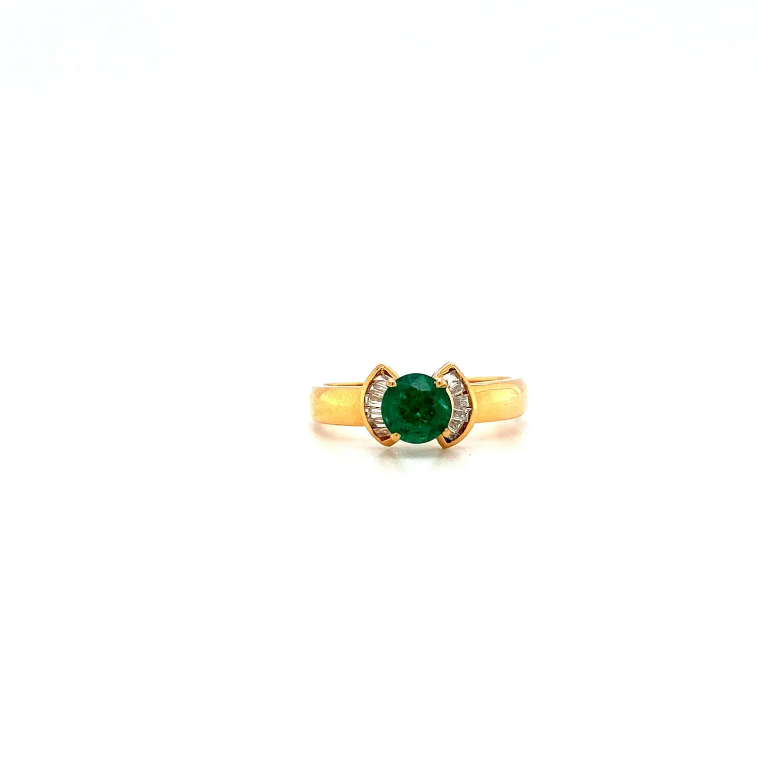 Emerald and Diamond Ring in 18K Yellow Gold - KGR 12739