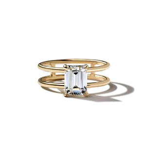 Emerald Cut Double Band Engagement Ring