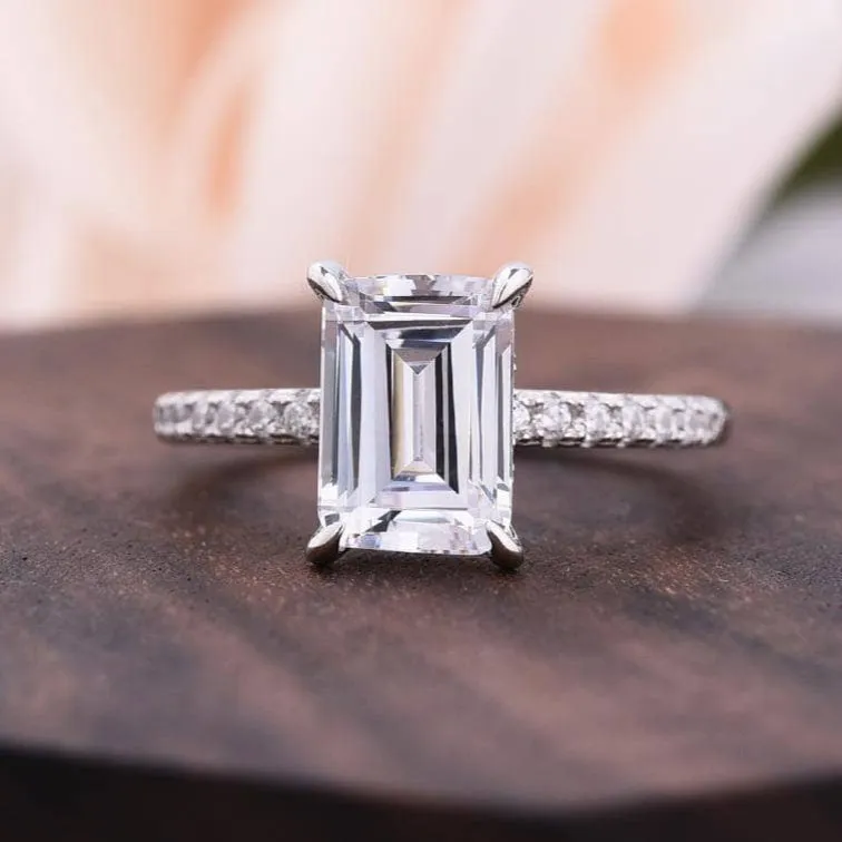 Emerald Cut Engagement Ring and Wedding Band