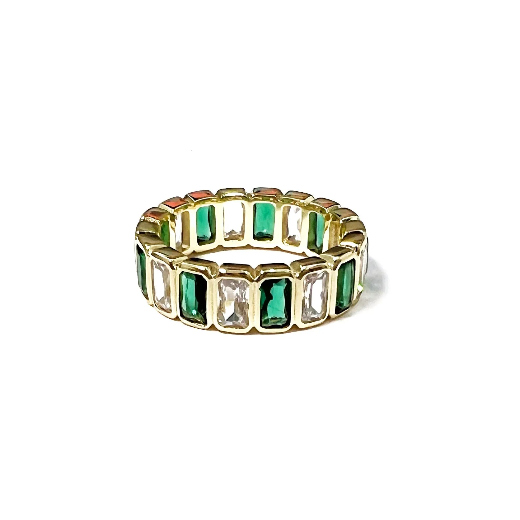 Emerald Cut Two Color Ring