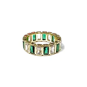Emerald Cut Two Color Ring