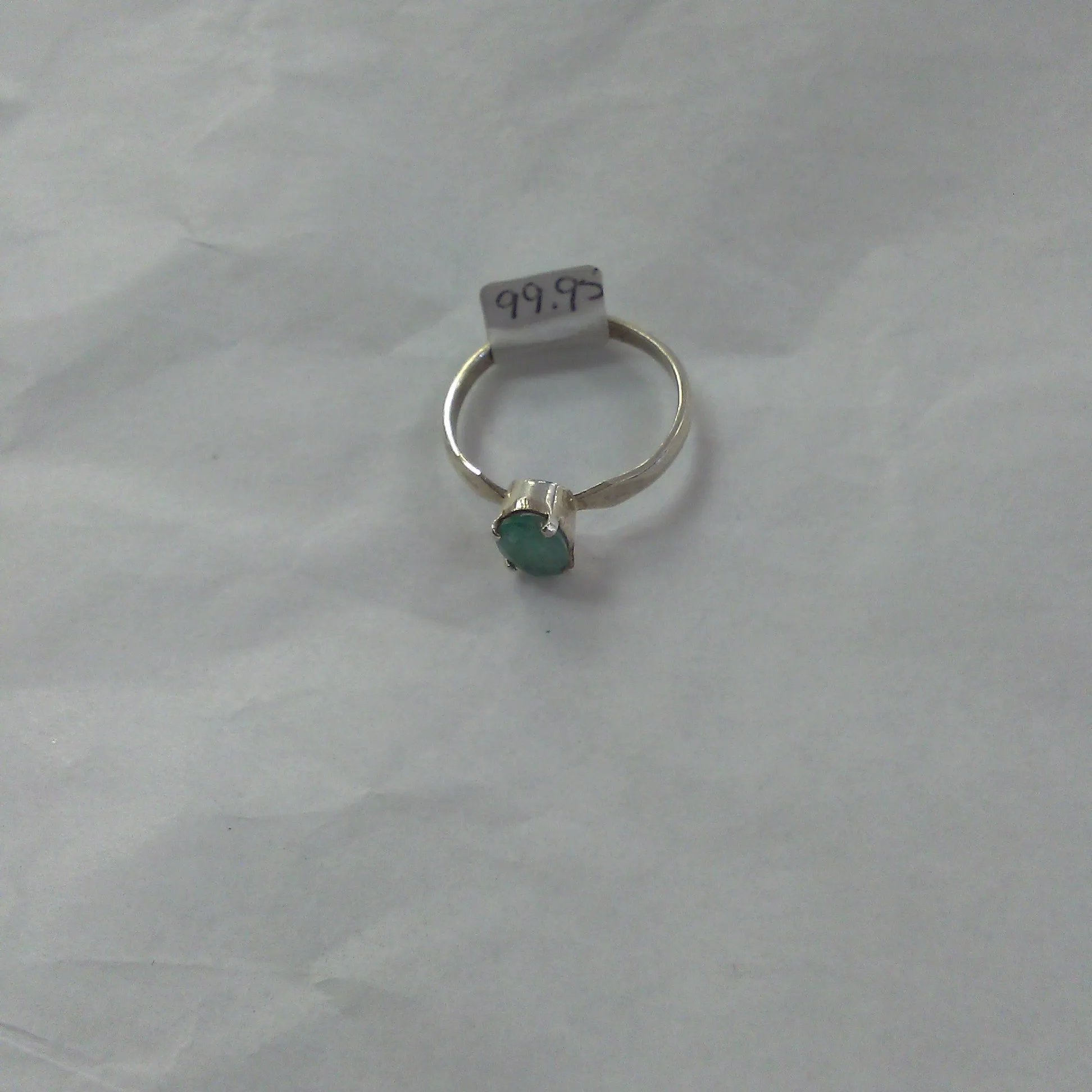 Emerald Ring (Set in Silver Band) - Sizes 5-6.5