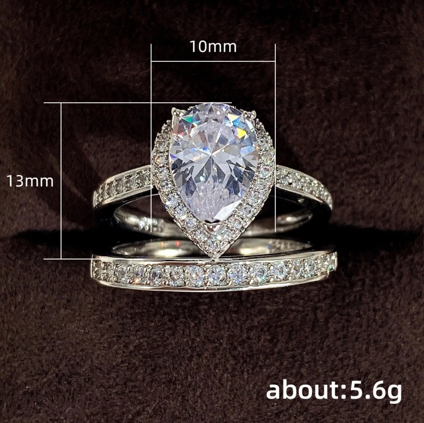 Engagement Ring | Womens Wedding Ring Set | Pear Cut Diamond Ring | Teardrop Ring | Womens Diamond Wedding Ring Set | Womens Wedding Ring