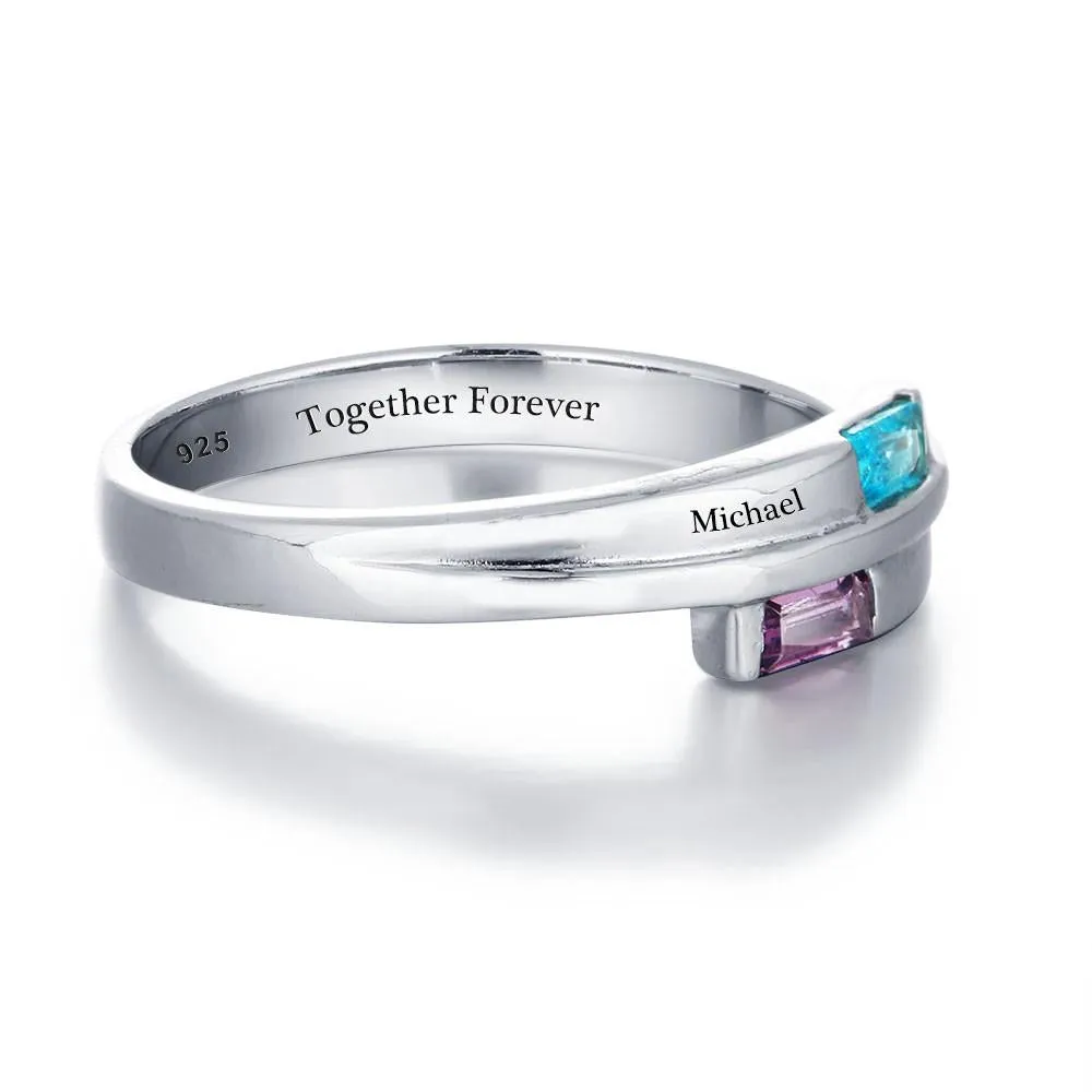 Engagement Rings 925 Sterling Silver Promise Personalized Rings Names Birthstone Jewelry Mother Daughter Ring