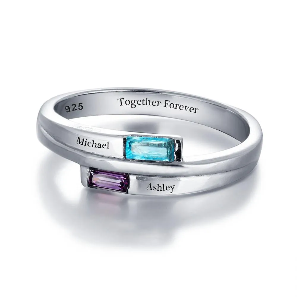 Engagement Rings 925 Sterling Silver Promise Personalized Rings Names Birthstone Jewelry Mother Daughter Ring