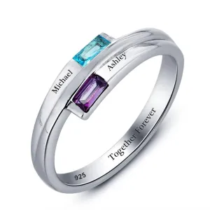 Engagement Rings 925 Sterling Silver Promise Personalized Rings Names Birthstone Jewelry Mother Daughter Ring