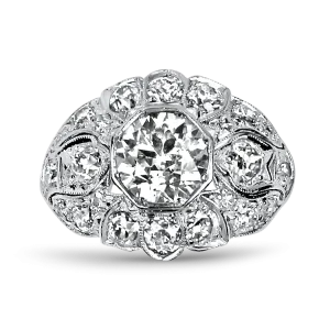 Estate Platinum Edwardian Old European Cut Diamond Ring