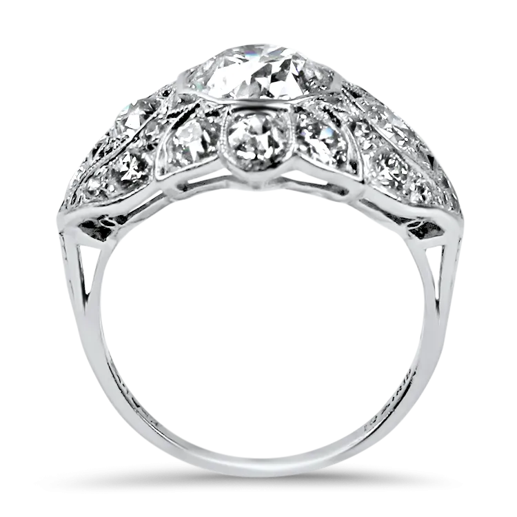 Estate Platinum Edwardian Old European Cut Diamond Ring