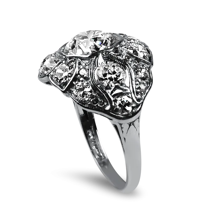 Estate Platinum Edwardian Old European Cut Diamond Ring