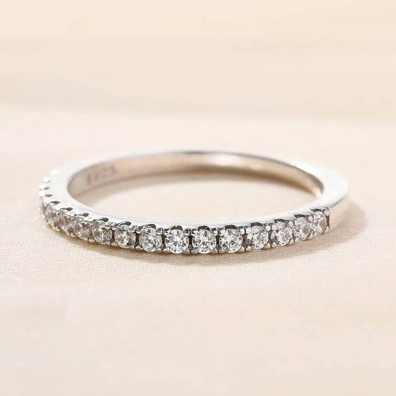 Eternity 3PC Stacking Wedding Band Set In White Gold Plated