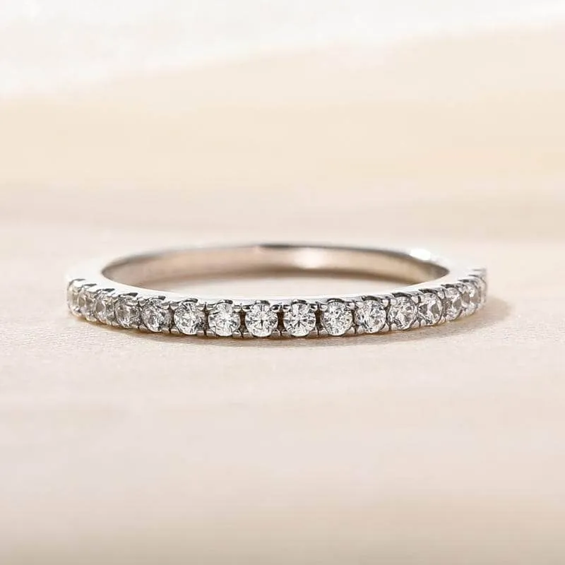 Eternity 3PC Stacking Wedding Band Set In White Gold Plated