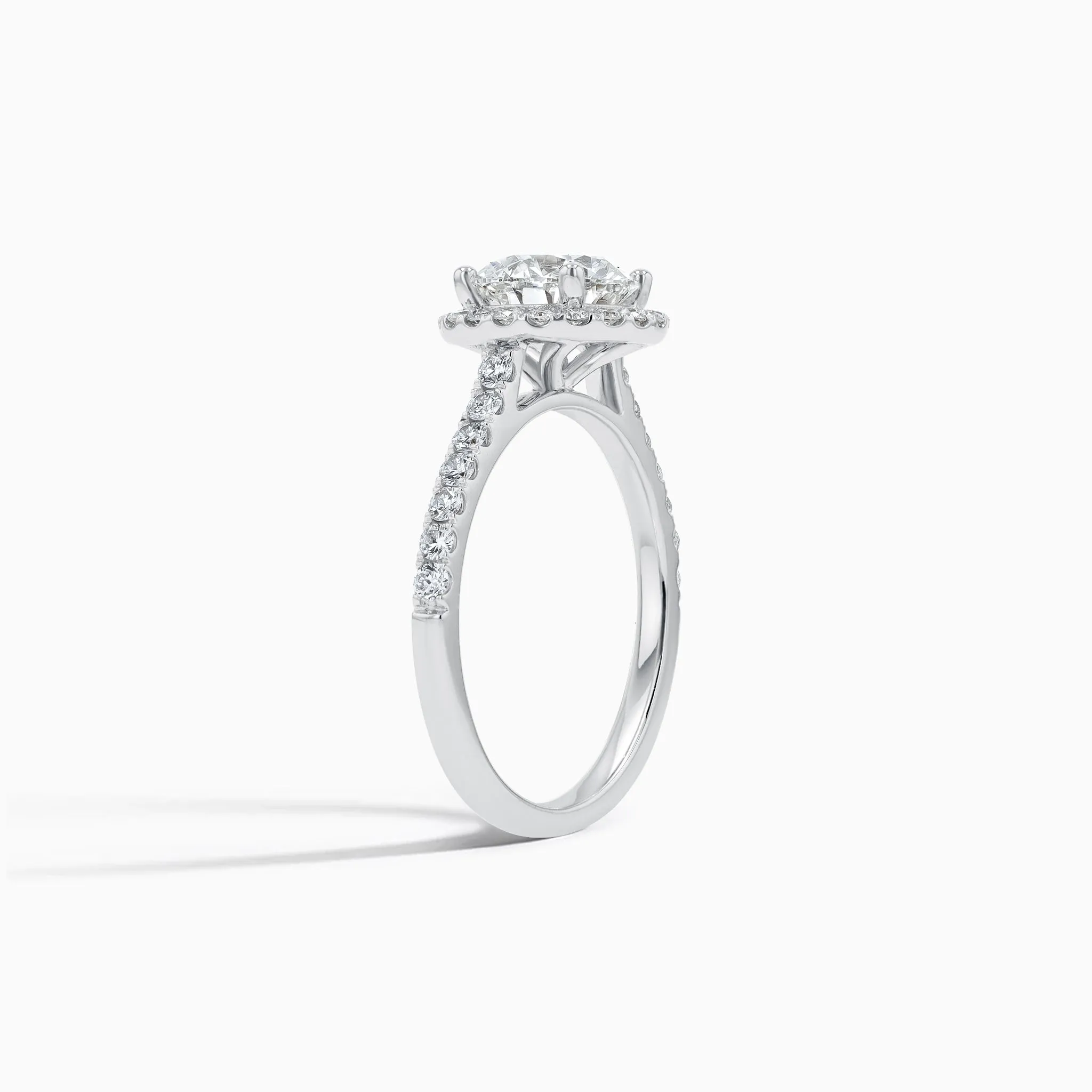 Eternity Halo Diamond 2 ct. Engagement Ring in 18K White Gold, size 7