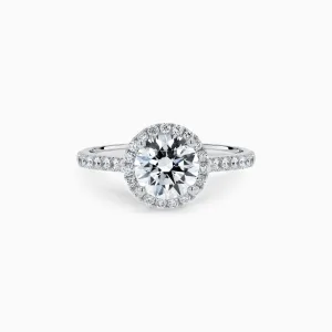 Eternity Halo Diamond 2 ct. Engagement Ring in 18K White Gold, size 7