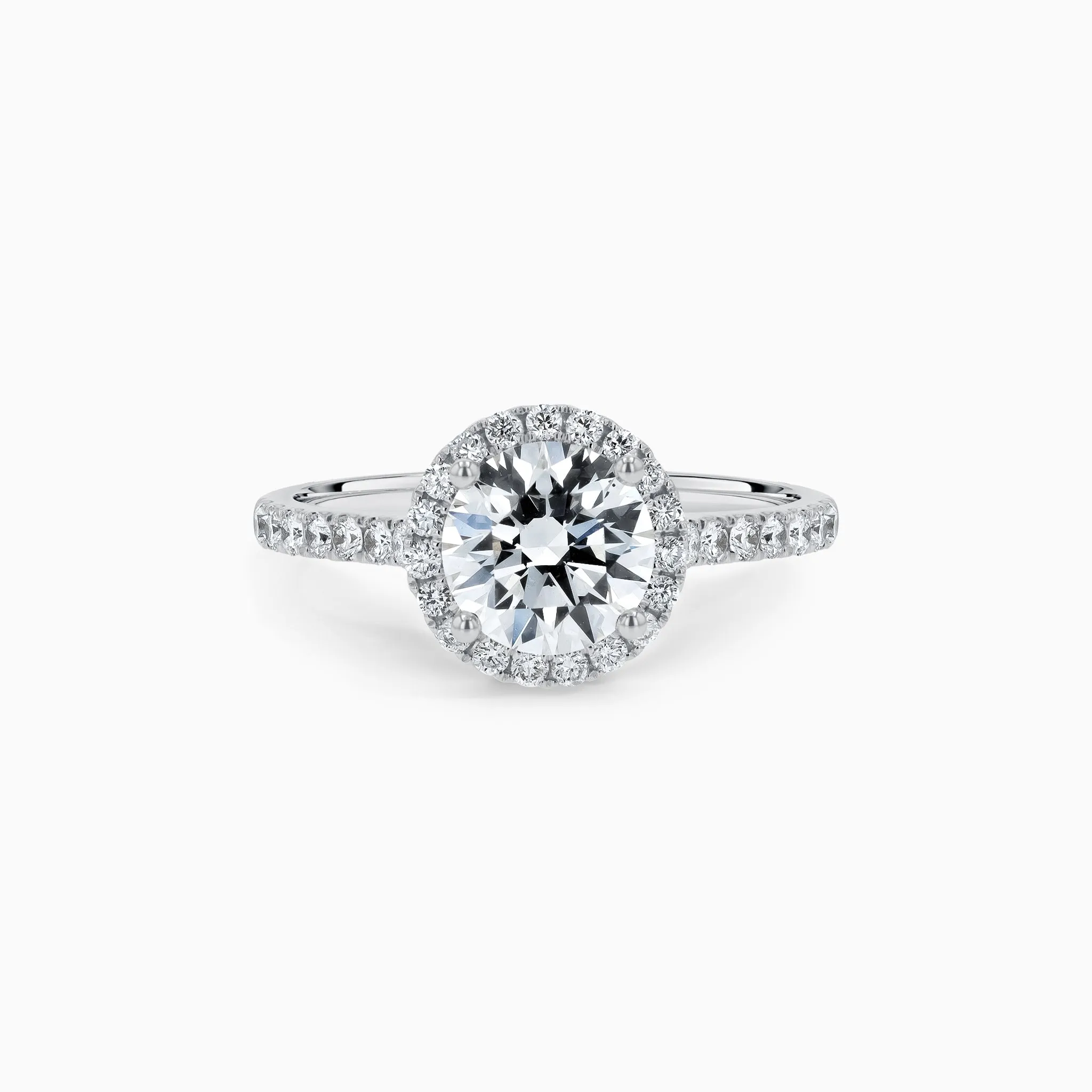 Eternity Halo Diamond 2 ct. Engagement Ring in 18K White Gold, size 7