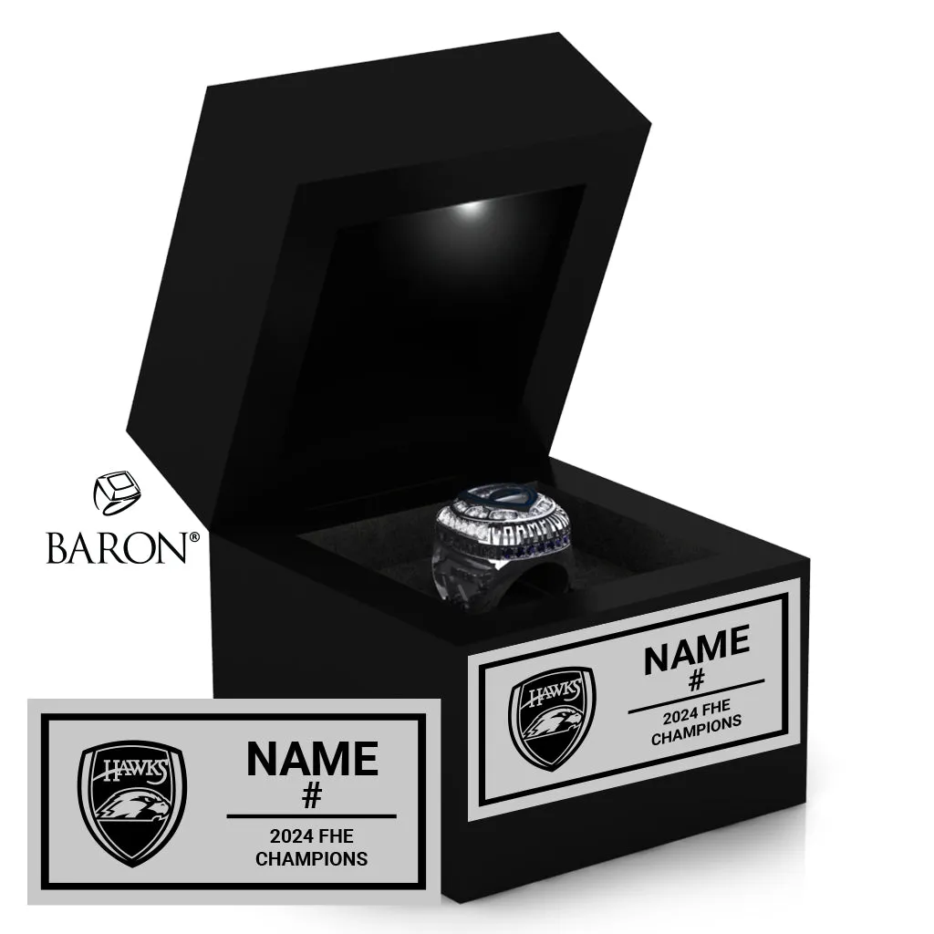 FHE Hawks Soccer 2024 Championship Black LED Ring Box
