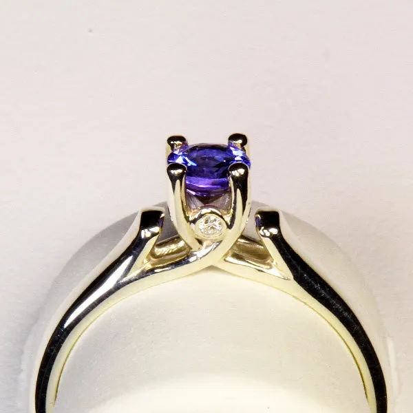 Fine Round Tanzanite in Tarnish Resistant Sterling Silver