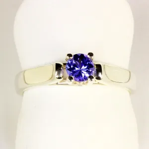 Fine Round Tanzanite in Tarnish Resistant Sterling Silver