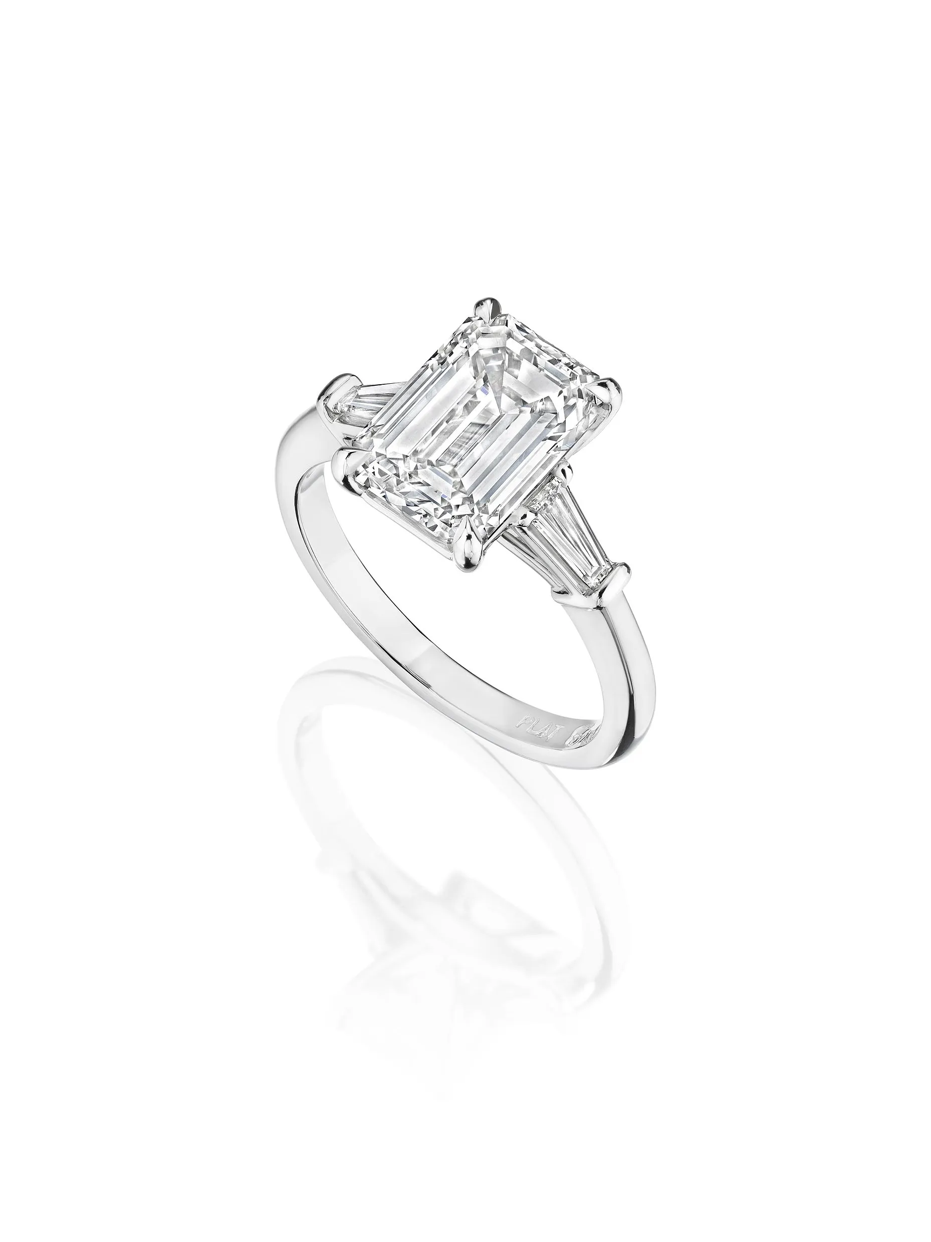 Fink's Exclusive Emerald Cut Engagement Ring with Baguette Side Diamonds