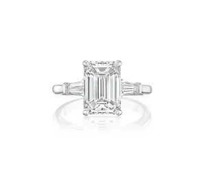 Fink's Exclusive Emerald Cut Engagement Ring with Baguette Side Diamonds