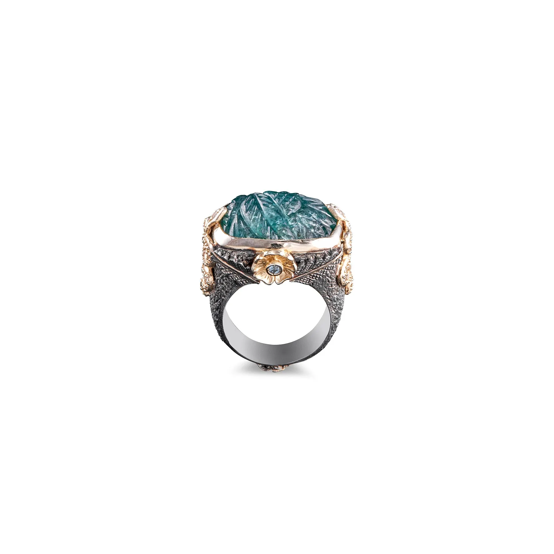 FIRENZE CARVED EMERALD STATEMENT RING