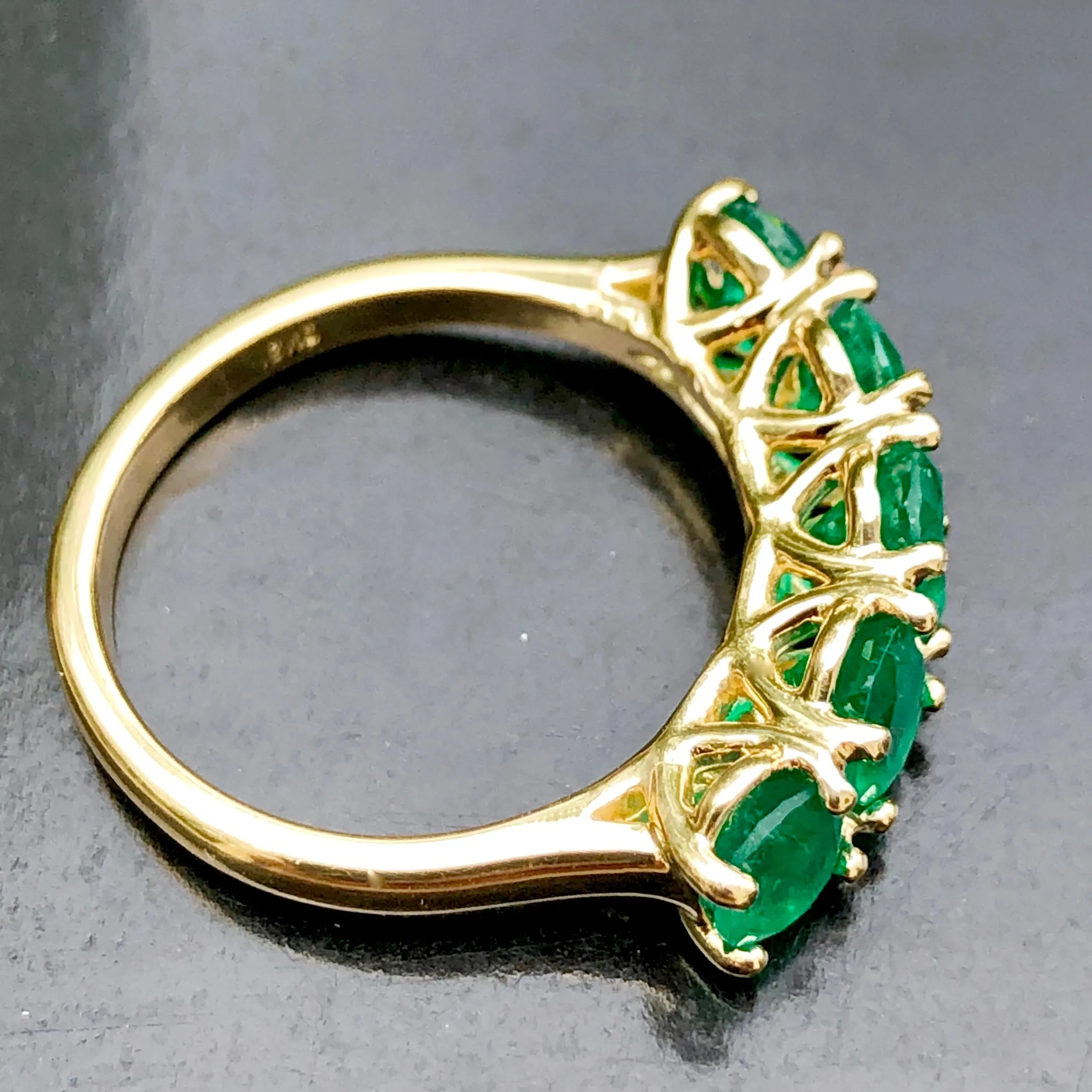 Five Stone AAA Colombian Emerald 18K Gold Ring