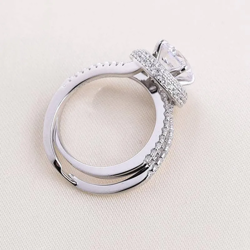 FLASH SALE- 2.0ct Round Cut Halo Insert Wedding Ring Set