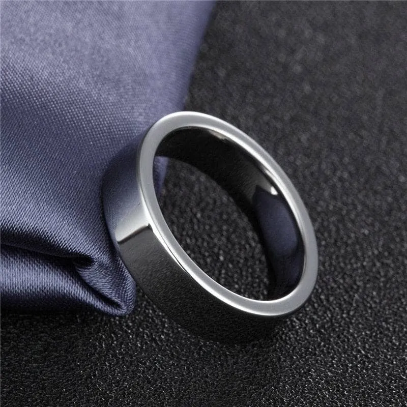 Flat 8mm Tungsten Carbide Wedding Band