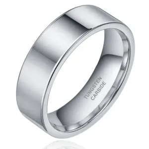 Flat 8mm Tungsten Carbide Wedding Band