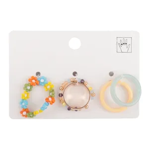 Flower Seed Bead Ring Set of 5pcs