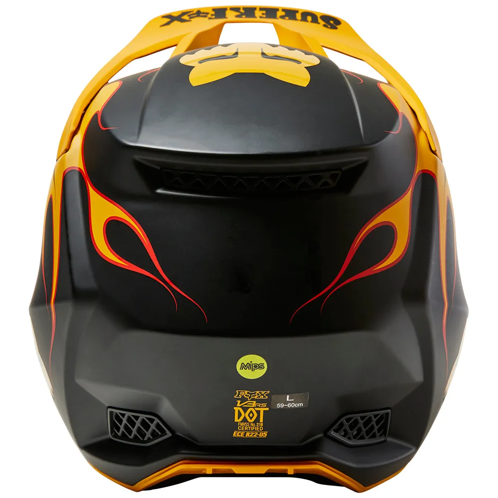 FOX V3 RS SUPR TRIK HELMET ECE [BLACK/YELLOW]