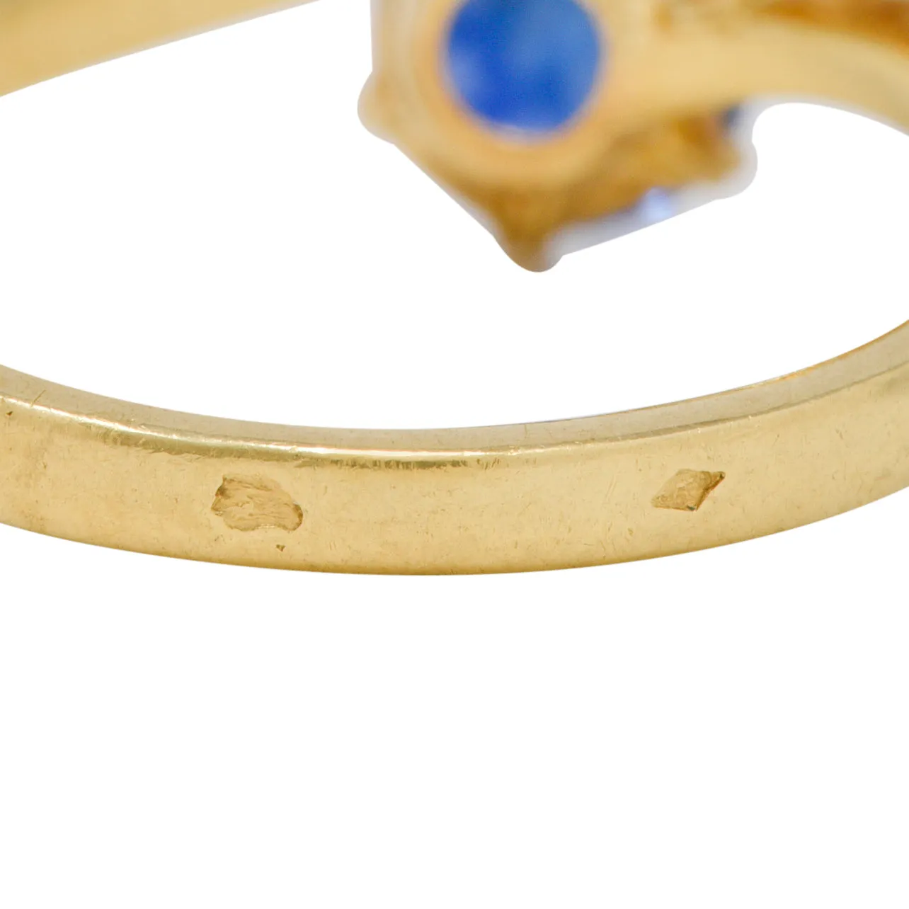 French Victorian Diamond Sapphire 2.04 CTW 18 Karat Gold Toi-Et-Moi Antique Ring