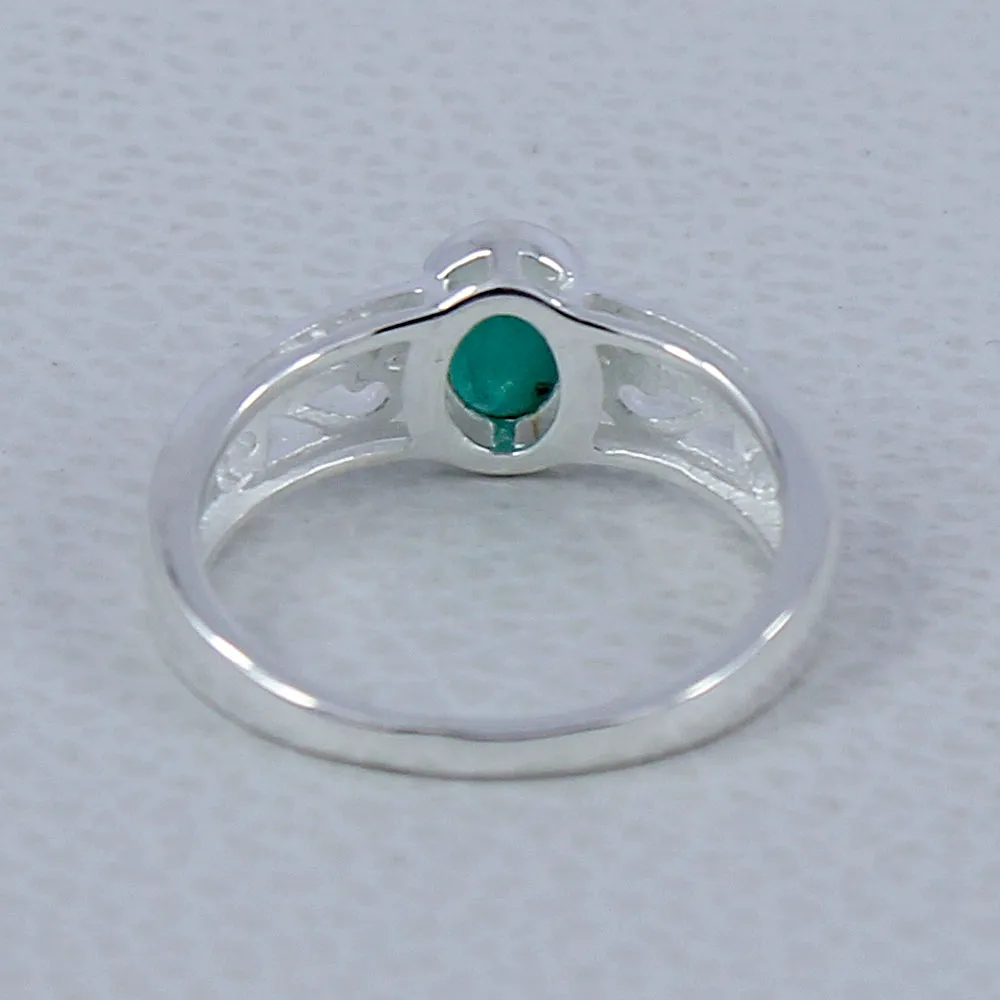 Genuine Emerald Silver Rings