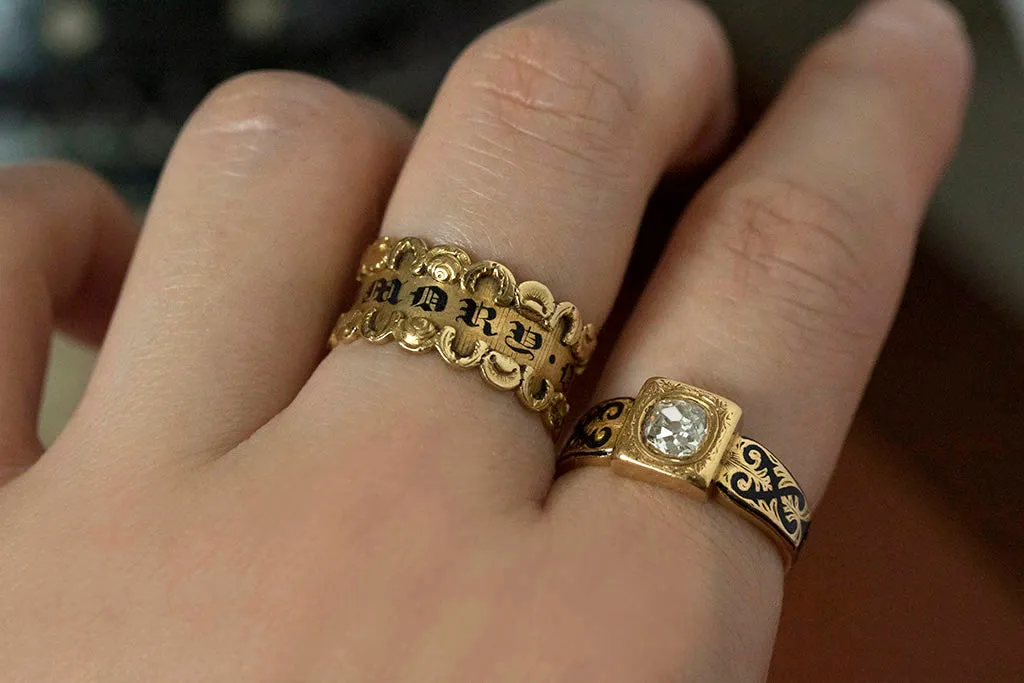 Georgian Black Enamel Mourning Ring