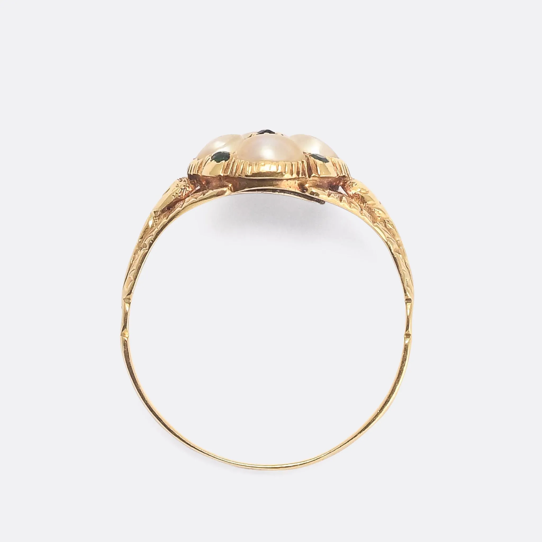 Georgian Pearl & Emerald Cluster Ring
