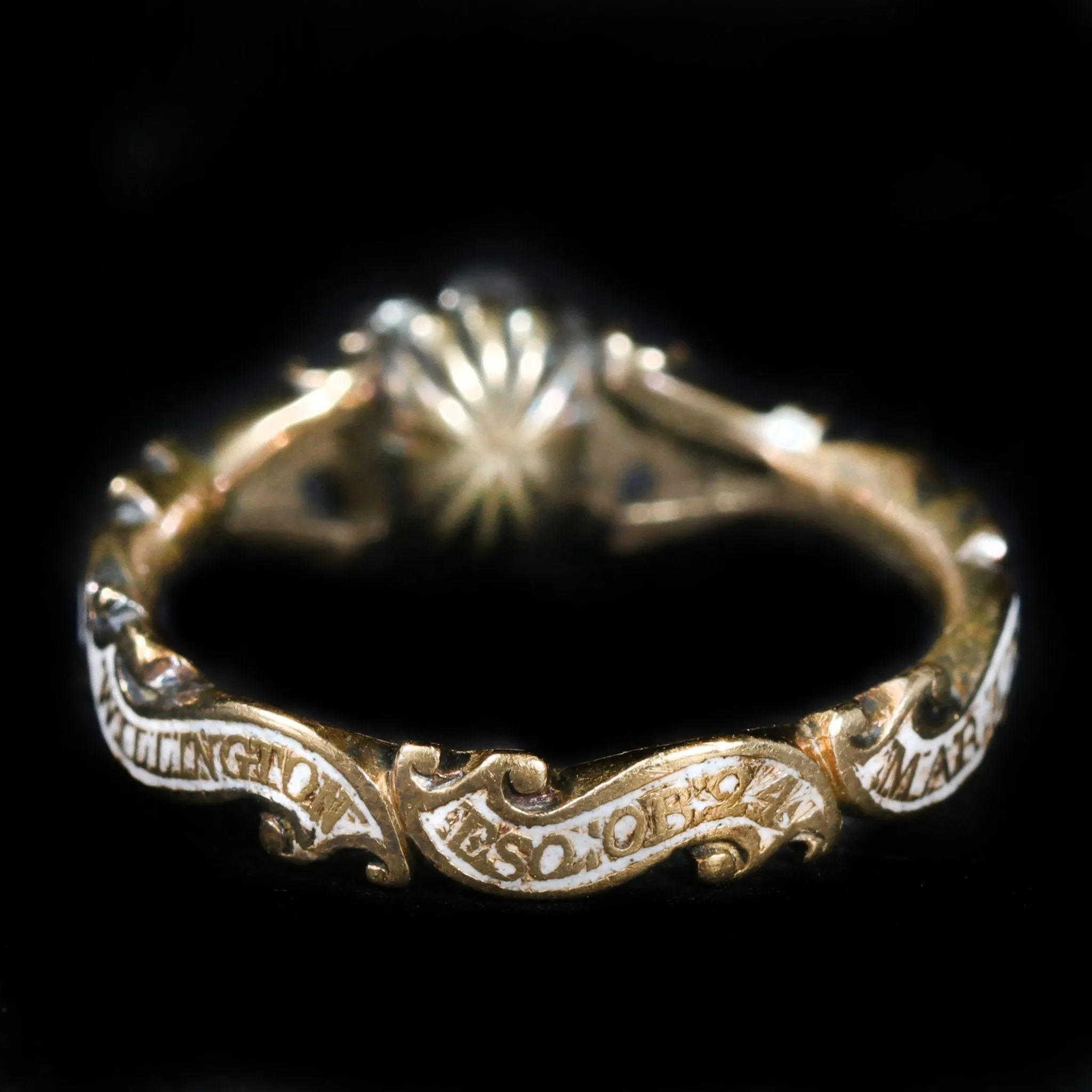 Georgian Rose Cut Diamond and Enamel Mourning Ring, Circa 1752